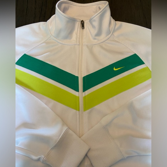Nike track jacket full zipper XL white with yellow and green accent colours - Picture 5 of 8